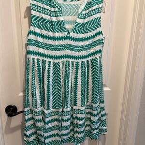 Green and White Patterned Dress